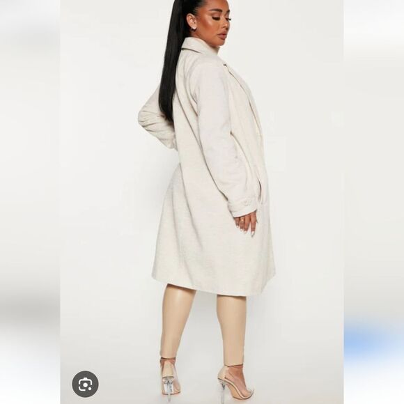 Fashion Nova All Business Baby Coat Double Breasted Button Size 1x - Picture 9 of 11
